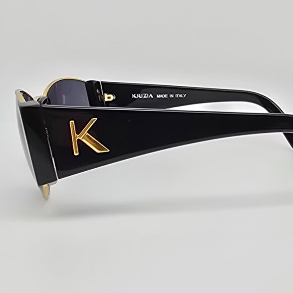 Krizia Mod. K45 Col. 784 Black Gold Frame Grey Lens Sunglasses Italy 58-17-122 main image 8